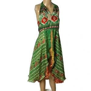 Festival vtg halter dress,smock,sheer overlays,chiffon,fairycore,romantic ,NWT